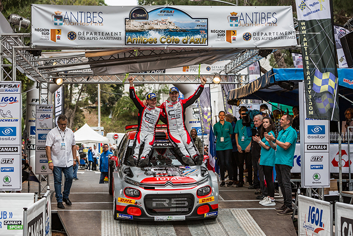 ROSSEL Yohan et FULCRAND Benoît, Citroën C3 R5, podium ambiance during the 2019 French rally championship, rallye d'Antibes from May 17 to 19  at Antibes, France - Photo Thomas Fenetre / DPPI