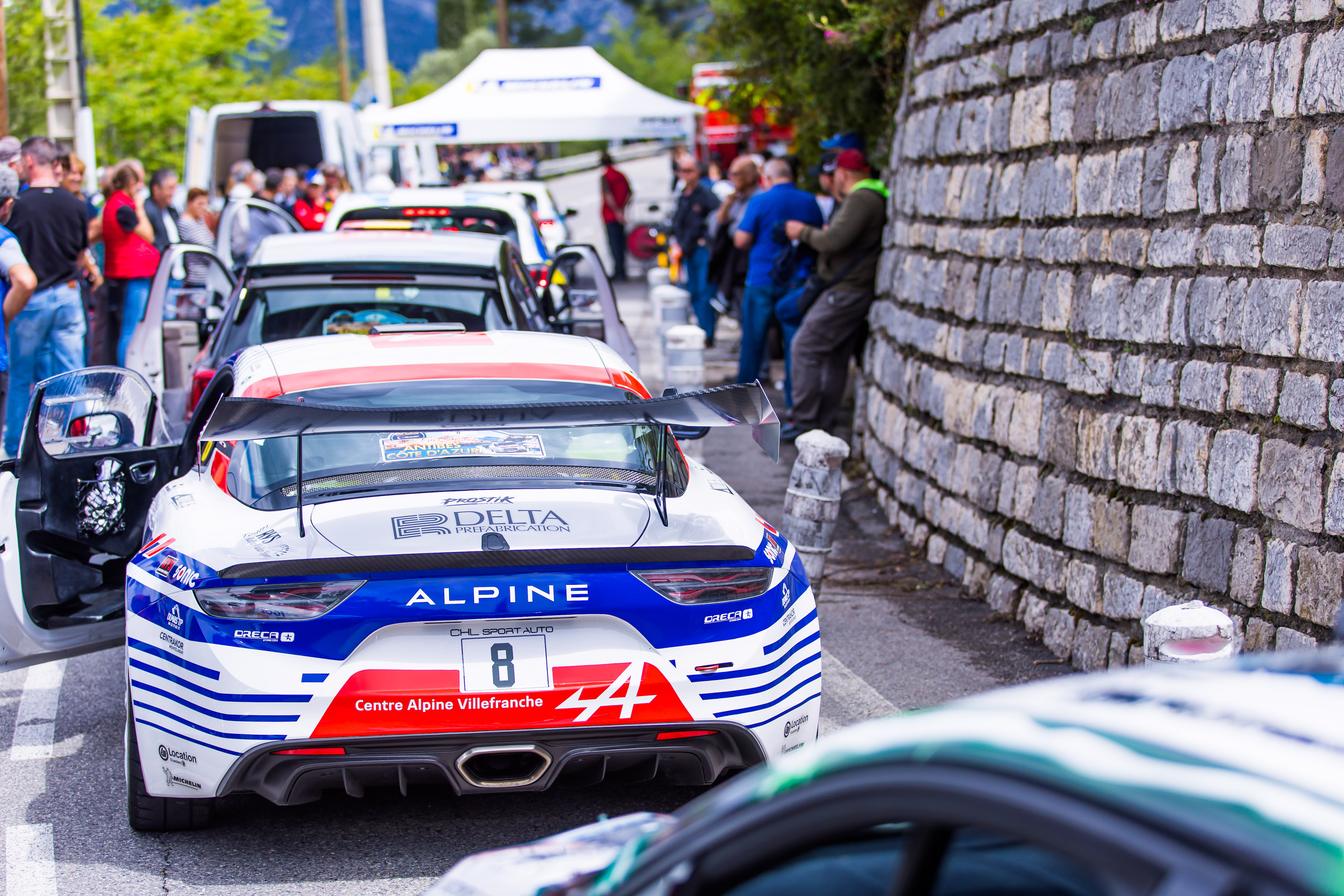 08 ASTIER Raphael, GIRAUDET Denis, Alpine A110 RGT, ambiance during the Rallye Antibes Côte d’Azur 2023, 3rd round of the Championnat de France des Rallyes 2023, from May 19 to 20 in Juan-Les-Pains, France - Photo Bastien Roux / DPPI